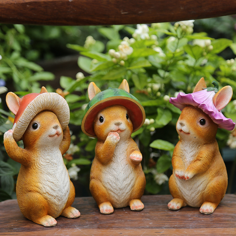 ガーデンオーナメント ウサギ 3個セット 春日のかわいい風 童話シリーズ 置物 うさぎ ラビット アニマル 雑貨 ガーデニング ガーデン う