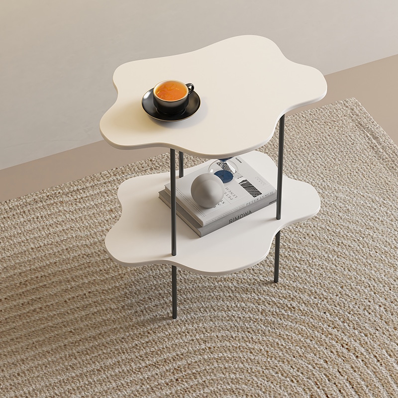 TIEOU雲形 鉄製テーブル 韓国インテリア 2段 雰囲気 おしゃれサイドテーブル デスク 家具
